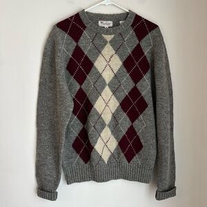 Parker of Vienna Vintage men’s 100% Shetland wool argyle preppy knit sweater XL